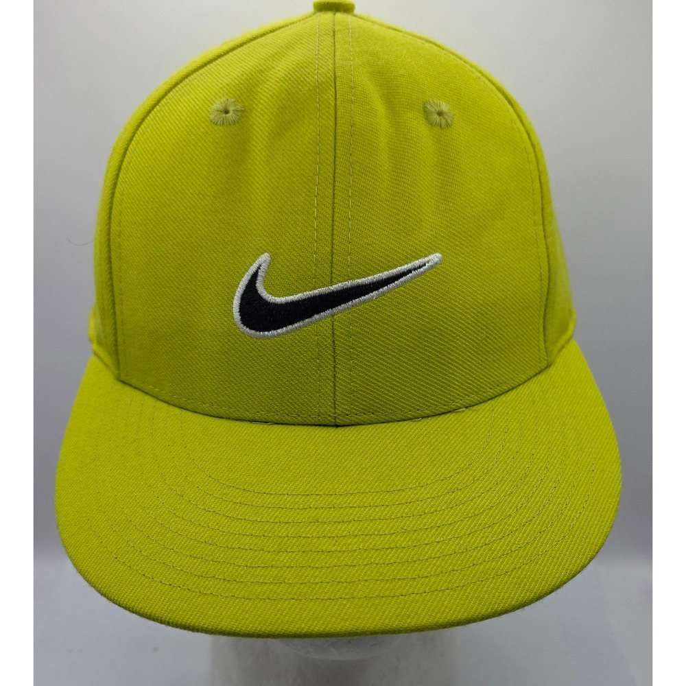 Nike Classic Pro Fitted Baseball Cap Lime Green Hat Swoosh Logo Size 7 3/8